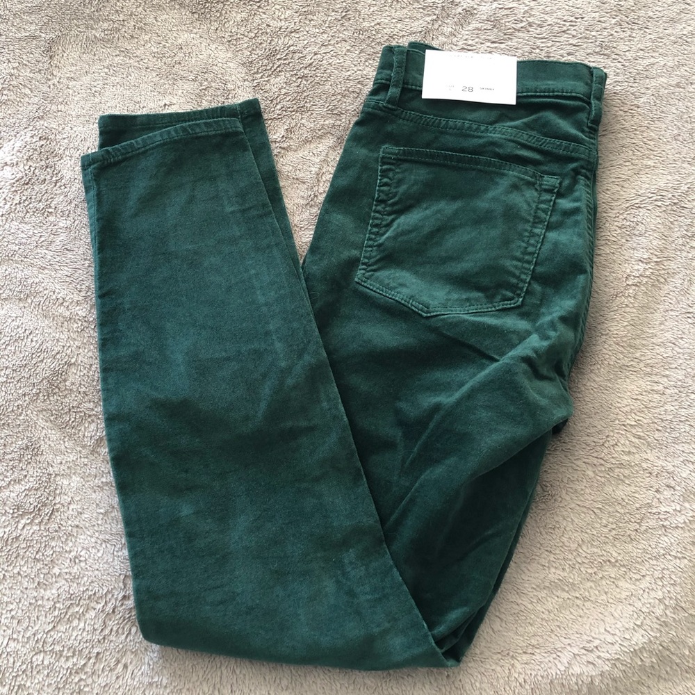 LOFT Green Velvet Skinny Pants size 28 (6) NWT